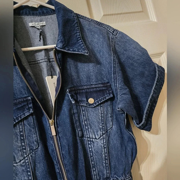 NWT WeWoreWhat Denim Flight Suit in Ludlow, Wide Leg, Zip Front, Size Medium. - Picture 6 of 14